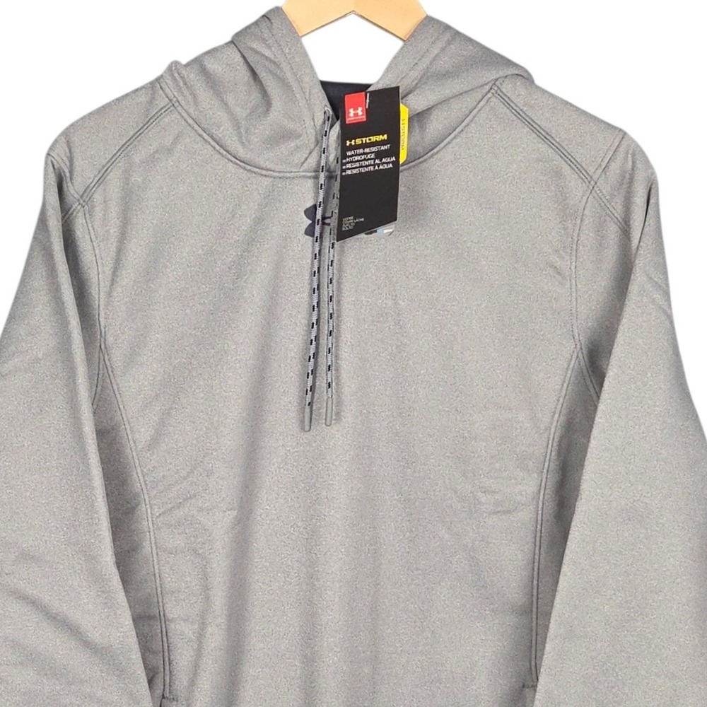 Under Armour Storm Coldgear Hoodie Mens Small Gray Pullover Fleece Loose Fit New